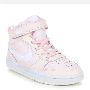 Nike girls youth Court Borough Mid 2 Sneakers shoes, Baby Pink, Size 4.5